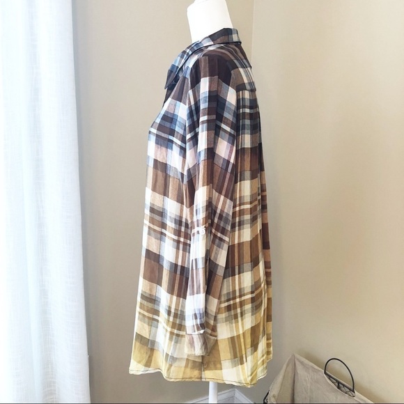Boho Jane Plaid Tunic Woodstock Button Shirt - S - Picture 2 of 9